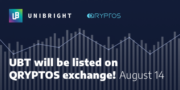 Unibright, единая платформа для бизнес-интеграций блокчейна, анонсировала запуск своего utility-токена UBT на бирже QRYPTOS. Как заявили в компании, QRYPTOS станет первой централизованной биржей, торгующей их токеном, а ранних покупателей ждут вознаграждения. Старт назначен на 14 августа. Токены Unibright будут торговаться на бирже QRYPTOS | INFBusiness