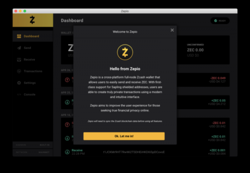 Команда проекта Zcash представила десктопный кошелек Zepio. В Zepio осуществление приватных ZEC-транзакций установлено по умолчанию. Ожидается, что разработка привлечет к ZEC еще больше пользователей, которые желают сохранять анонимность и оставаться в безопасности. Кошелек Zepio от Zcash – анонимные транзакции по умолчанию | INFBusiness